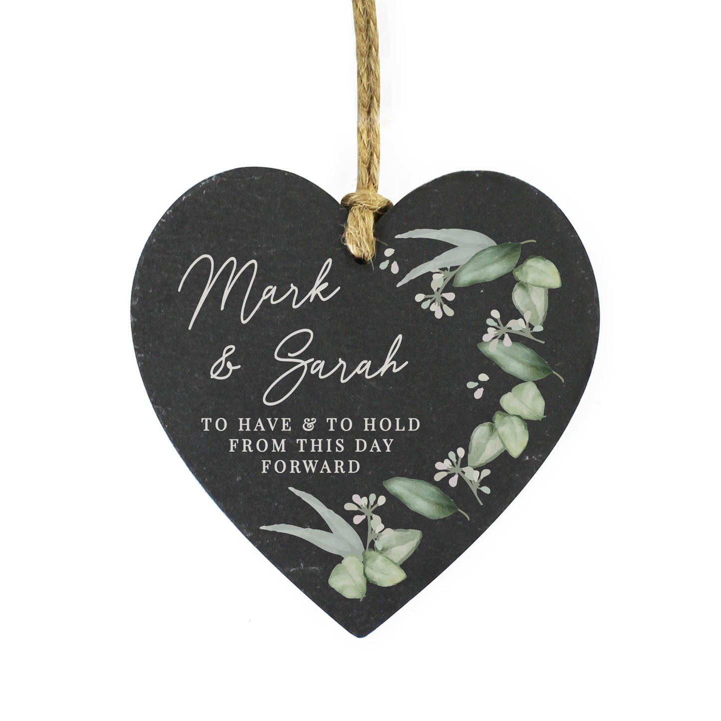 Personalised Botanical Slate Heart Decoration