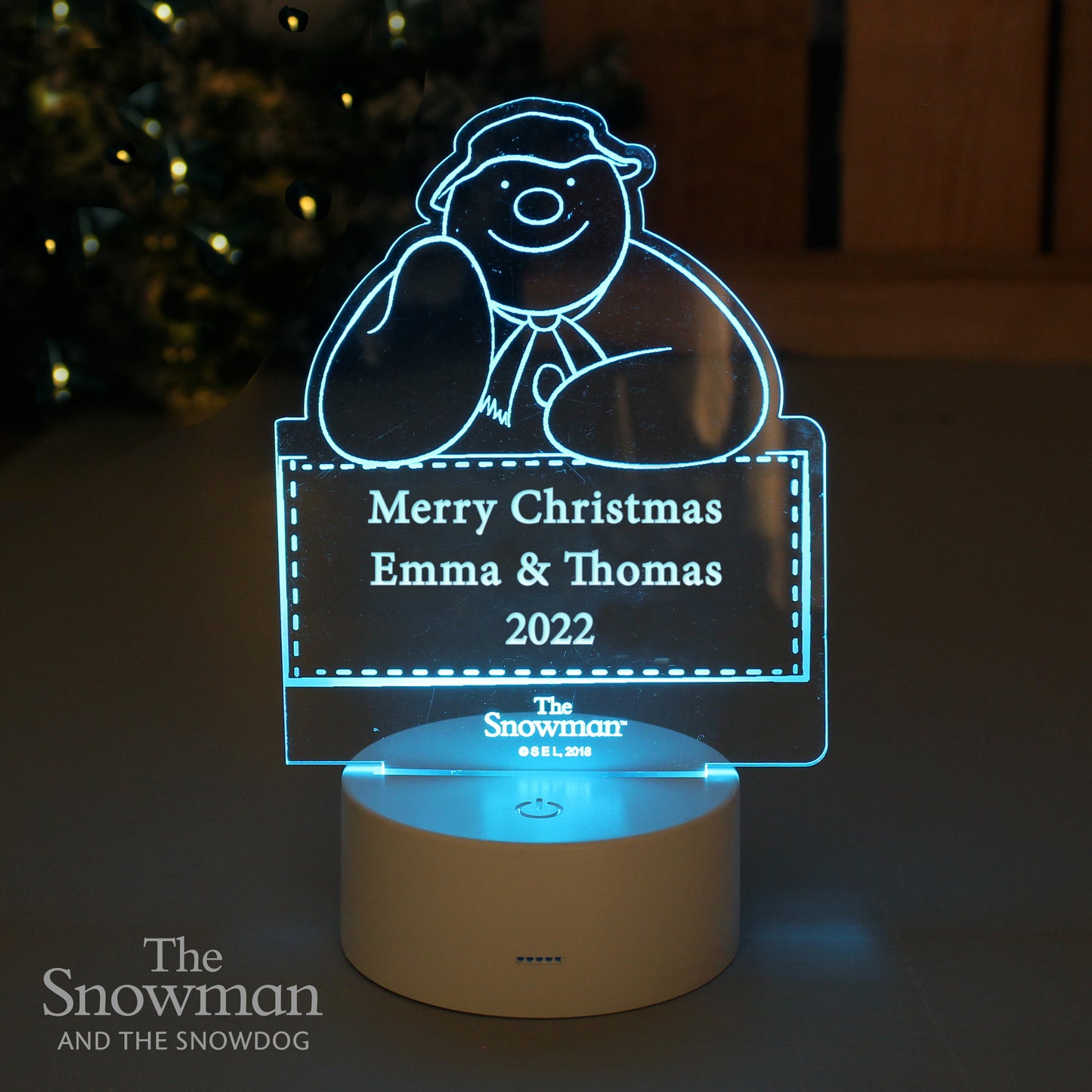 Personalised The Snowman LED Colour Changing Decoration & Night Light