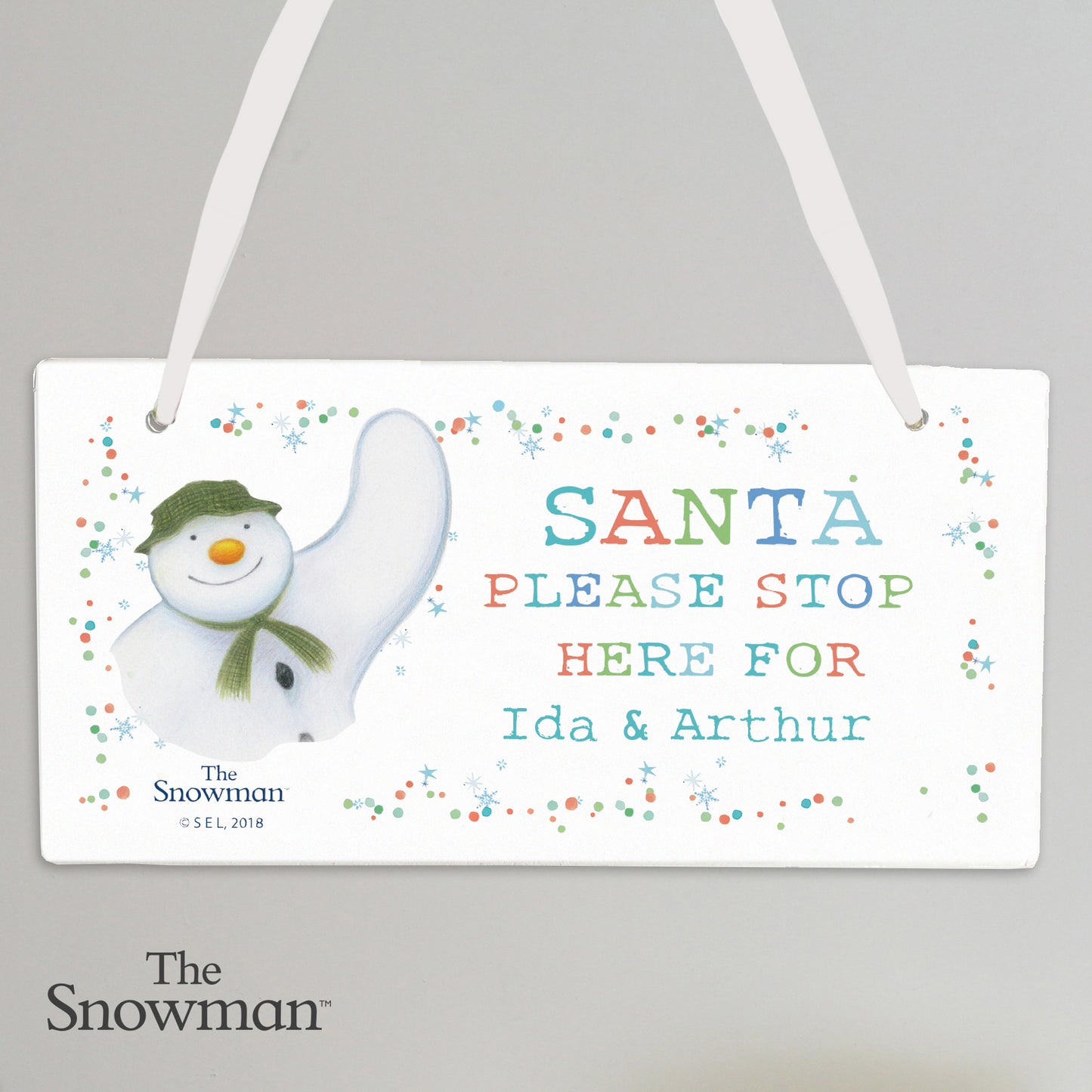 Personalised The Snowman Let it Snow Santa Stop Here Wooden Sign