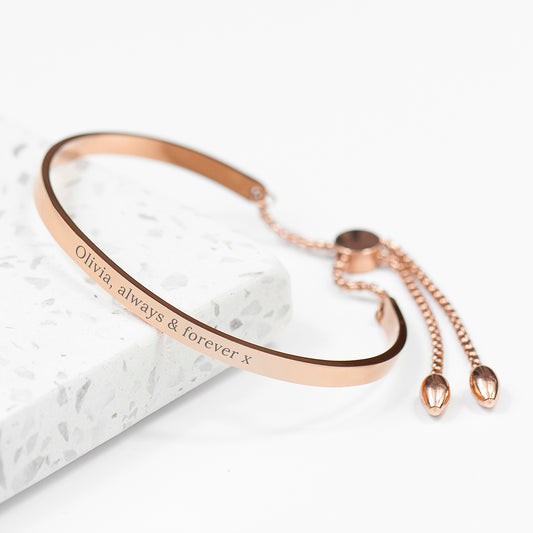 Personalised Rose Gold Affirmation Bangle Bracelet